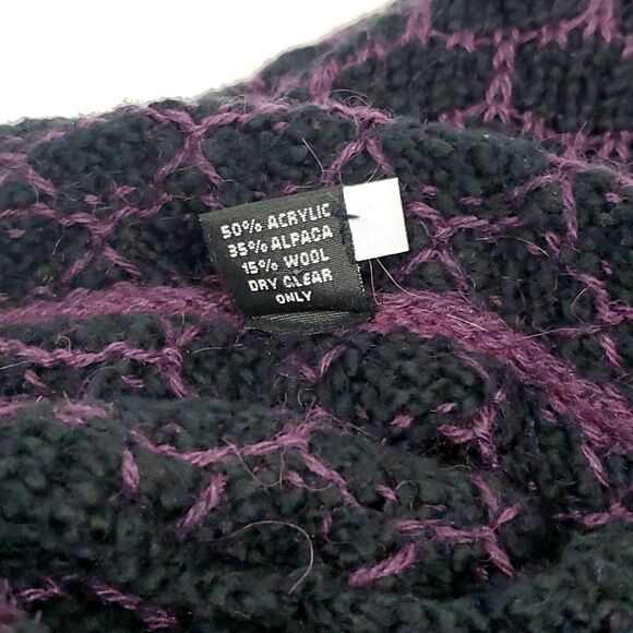 Tabask Alpaca Wool Cardigan Women's Sz S Handmade in PERU Sweater Black Purple - Picture 9 of 10